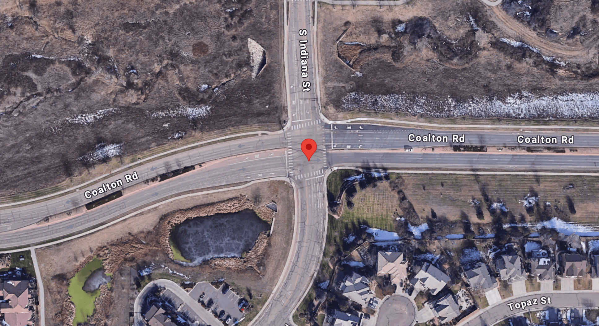 Aerial view of the Coalton Road and Indiana Street intersection